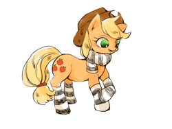 Size: 640x480 | Tagged: safe, artist:wan, applejack, earth pony, pony, clothes, scarf, socks, solo