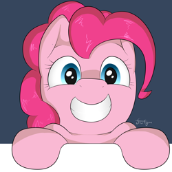 Size: 1280x1280 | Tagged: safe, artist:flufgun, pinkie pie, earth pony, pony, big smile, female, mare, pink coat, pink mane, solo