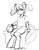 Size: 538x694 | Tagged: safe, artist:kevinsano, derpibooru import, oc, oc only, oc:hope, satyr, ball, female, grayscale, hairclip, monochrome, offspring, parent:lyra heartstrings, sitting, solo