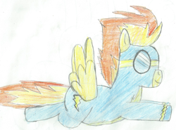 Size: 1973x1463 | Tagged: safe, artist:2shyshy, derpibooru import, spitfire, newbie artist training grounds, solo, traditional art, wonderbolts uniform