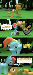 Size: 1920x4320 | Tagged: safe, artist:red4567, derpibooru import, quibble pants, rainbow dash, pegasus, pony, common ground, 3d, aaugh!, ball, buckball, charlie brown, comic, fail, source filmmaker