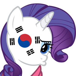 Size: 1773x1773 | Tagged: safe, rarity, pony, unicorn, flag, not salmon, simple background, solo, south korea, transparent background, wat