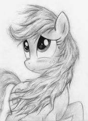 Size: 720x991 | Tagged: safe, artist:magfen, applejack, earth pony, pony, solo, traditional art, windswept mane