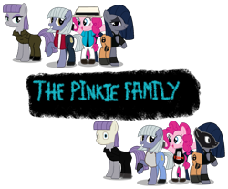 Size: 1573x1300 | Tagged: safe, artist:skulluigi, limestone pie, maud pie, pinkie pie, oc, oc:minkie pie, earth pony, pony, braun strowman, bray wyatt, clothes, erick rowan, fedora, hat, jeans, jumpsuit, luke harper, mask, pants, parody, pie sisters, sheep mask, tanktop, the wyatt family, wrestling, wwe, wyatt family