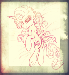 Size: 1439x1564 | Tagged: safe, artist:pedrohander, rarity, pony, unicorn, sketch, solo, traditional art