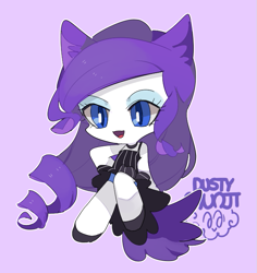 Size: 645x682 | Tagged: safe, artist:dusty-munji, rarity, cat, human, cat ears, cat eyes, cat tail, catified, chibi, clothes, dress, female, humanized, race swap, simple background, slit eyes, species swap