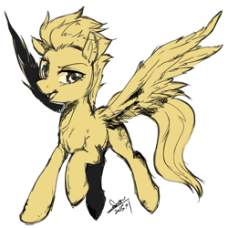 Size: 650x650 | Tagged: safe, artist:samonferrari, derpibooru import, spitfire, pegasus, pony, female, mare, solo, two toned mane, wings, yellow coat