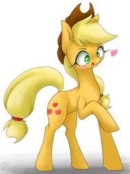 Size: 480x640 | Tagged: safe, artist:azurepicker, applejack, earth pony, pony, applejack's hat, blonde, blonde mane, blonde tail, female, green eyes, mare, orange coat, solo