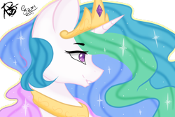 Size: 1600x1066 | Tagged: safe, artist:princesssnowfreeze, princess celestia, alicorn, pony, crown, female, jewelry, mare, peytral, regalia, simple background, smiling, transparent background