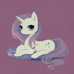 Size: 1200x1200 | Tagged: safe, artist:kkmrarar, rarity, pony, unicorn, chromatic aberration, looking at you, prone, simple background, solo