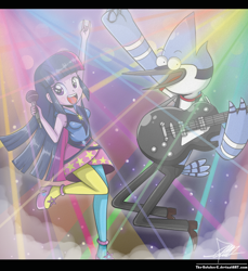 Size: 866x944 | Tagged: safe, artist:the-butch-x, derpibooru import, twilight sparkle, twilight sparkle (alicorn), alicorn, equestria girls, rainbow rocks, armpits, clothes, concert, crossover, guitar, mordecai, pantyhose, regular show