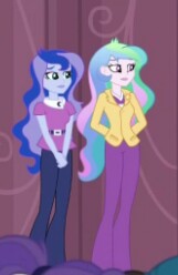 Size: 161x248 | Tagged: safe, screencap, princess celestia, princess luna, principal celestia, vice principal luna, equestria girls, friendship games