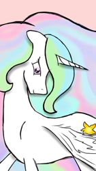 Size: 400x711 | Tagged: safe, artist:cupcakeseclipsed, princess celestia, alicorn, pony, floppy ears, simple background, solo, spread wings
