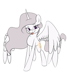 Size: 5300x6200 | Tagged: safe, artist:chibadeer, princess celestia, alicorn, pony, absurd resolution, female, mare, princess molestia, simple background, solo, spread wings, tongue out, transparent background