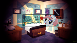 Size: 1920x1080 | Tagged: safe, artist:rainbowb4sh, derpibooru import, nurse redheart, hospital room, solo, vector, wallpaper