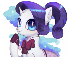 Size: 1000x800 | Tagged: safe, artist:9seconds, rarity, pony, unicorn, rarity investigates, alternate hairstyle, clothes, female, looking at you, mare, raised hoof, smiling, solo