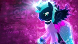 Size: 1191x670 | Tagged: safe, artist:kibbiethegreat, derpibooru import, oc, oc only, alicorn, pony, alicorn oc, beads, blushing, bow, clothes, comic sans, crossdressing, dress, everfree network, final draft, heart, male, necklace, shoes, solo, stallion, tiara, wallpaper, wat