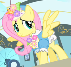 Size: 274x259 | Tagged: safe, screencap, fluttershy, pegasus, pony, green isn't your color, clothes, dress, outfit catalog, solo