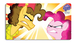 Size: 1008x569 | Tagged: safe, cheese sandwich, pinkie pie, earth pony, pony, pinkie pride, ccg, enterplay, fez, goof off, hat, playmat