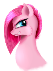 Size: 774x1032 | Tagged: safe, artist:auroraswirls, pinkie pie, earth pony, pony, alternate timeline, apinkalypse pie, bust, crystal war timeline, female, mare, pinkamena diane pie, simple background, solo, white background