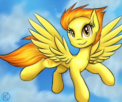 Size: 1200x1005 | Tagged: safe, artist:kairaanix, derpibooru import, spitfire, pegasus, pony, female, mare, solo, two toned mane, wings, yellow coat