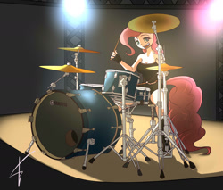 Size: 2000x1700 | Tagged: safe, artist:jamesjackobgermany, pinkie pie, anthro, drums, solo, yamaha