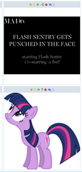 Size: 215x447 | Tagged: safe, derpibooru import, twilight sparkle, derpibooru, exploitable meme, juxtaposition, juxtaposition win, meme, meta, missing horn