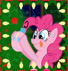 Size: 400x420 | Tagged: safe, artist:darkdragonint, pinkie pie, earth pony, pony, christmas, female, mare, pink coat, pink mane, solo