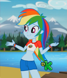 Size: 519x600 | Tagged: safe, derpibooru import, edit, edited screencap, screencap, rainbow dash, equestria girls, legend of everfree, cropped, croptop, discovery kids, midriff, solo