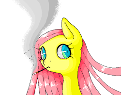 Size: 494x388 | Tagged: safe, artist:grandworlddestroy, fluttershy, pegasus, pony, cigarette, cigarette holder, simple background, smoking, solo