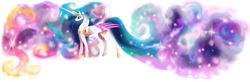 Size: 2530x832 | Tagged: safe, artist:bloodedlove, princess celestia, alicorn, pony, crown, jewelry, long mane, long tail, peytral, regalia, simple background, solo, white background