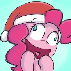 Size: 894x894 | Tagged: safe, artist:chanceyb, pinkie pie, earth pony, pony, christmas, derp, hat, osomatsu-san, santa hat, solo