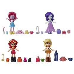 Size: 800x800 | Tagged: safe, applejack, pinkie pie, rarity, sunset shimmer, equestria girls, bag, clothes, doll, dress, fashion squad, jewelry, necklace, pants, photo, purse, skirt, toy