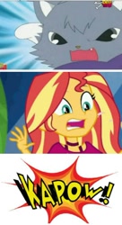 Size: 798x1471 | Tagged: safe, artist:mega-poneo, edit, sunset shimmer, equestria girls, i'm on a yacht, my little pony: the movie, spoiler:eqg series (season 2), abuse, dian, jewelpet, kapow, mega poneo strikes again, ouch, punch, sanrio, sega, shimmerbuse