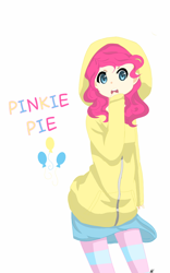 Size: 800x1280 | Tagged: safe, artist:cute_pinkie7, derpibooru import, pinkie pie, earth pony, pony, anime, base used, clothes, hoodie, k-on, pantyhose, skirt, solo, sweater