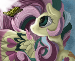 Size: 3376x2745 | Tagged: safe, artist:jaw2002, fluttershy, butterfly, pegasus, pony, rainbow power, solo