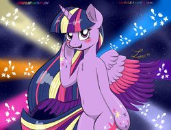 Size: 2500x1900 | Tagged: safe, artist:lordzid, derpibooru import, twilight sparkle, twilight sparkle (alicorn), alicorn, pony, semi-anthro, bipedal, rainbow power, solo