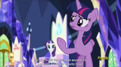 Size: 1281x714 | Tagged: safe, screencap, applejack, rarity, twilight sparkle, twilight sparkle (alicorn), alicorn, earth pony, pony, unicorn, the cutie map, catholicism, female, mare, meme, religion, youtube caption