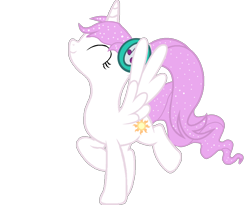 Size: 4400x3610 | Tagged: safe, artist:garythegriffon, princess celestia, alicorn, pony, absurd resolution, eyes closed, female, mare, pink-mane celestia, raised hoof, simple background, solo, spread wings, transparent background, wings, younger