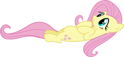 Size: 6000x2782 | Tagged: safe, artist:slb94, fluttershy, pegasus, pony, the last roundup, frown, on back, simple background, solo, transparent background, vector