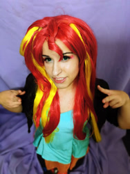 Size: 2976x3968 | Tagged: safe, artist:ribbonbell, sunset shimmer, human, equestria girls, clothes, cosplay, costume, irl, irl human, looking at you, photo, solo
