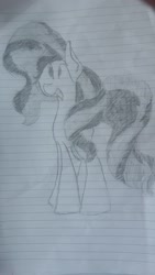 Size: 1836x3264 | Tagged: safe, artist:treble clefé, sunset shimmer, pony, unicorn, cute, grayscale, lined paper, monochrome, pencil drawing, photo, solo, traditional art