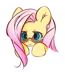 Size: 607x674 | Tagged: safe, artist:ogebo-go, fluttershy, pegasus, pony, cute, glasses, shyabetes, solo