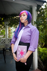 Size: 3744x5616 | Tagged: artist needed, safe, derpibooru import, twilight sparkle, human, 2013, anime conji, book, convention, cosplay, irl, irl human, necktie, photo, solo
