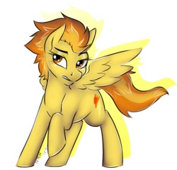 Size: 695x669 | Tagged: safe, artist:cnat, derpibooru import, spitfire, pegasus, pony, female, mare, solo, two toned mane, wings, yellow coat