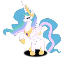 Size: 2684x2532 | Tagged: safe, artist:stepandy, artist:twittershy, princess celestia, alicorn, pony, crown, female, jewelry, mare, peytral, raised hoof, regalia, simple background, smiling, solo, transparent background