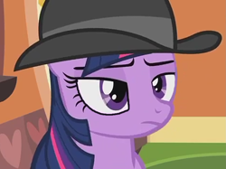 Size: 1447x1080 | Tagged: safe, derpibooru import, edit, edited screencap, screencap, twilight sparkle, mmmystery on the friendship express, a clockwork orange, solo