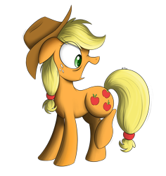 Size: 3500x3700 | Tagged: safe, artist:flamethegamer, applejack, earth pony, pony, floppy ears, simple background, solo, transparent background