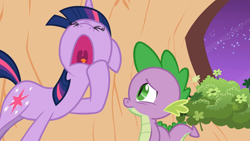 Size: 1365x768 | Tagged: safe, derpibooru import, screencap, spike, twilight sparkle, dragon, it's about time