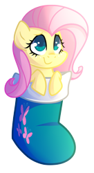 Size: 909x1670 | Tagged: safe, artist:drawntildawn, fluttershy, pegasus, pony, christmas, christmas stocking, cute, shyabetes, solo